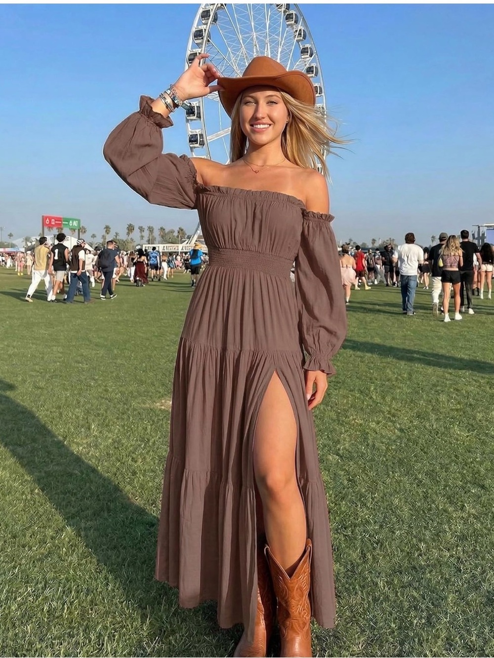 Boho Off the Shoulder Maxi Dress
